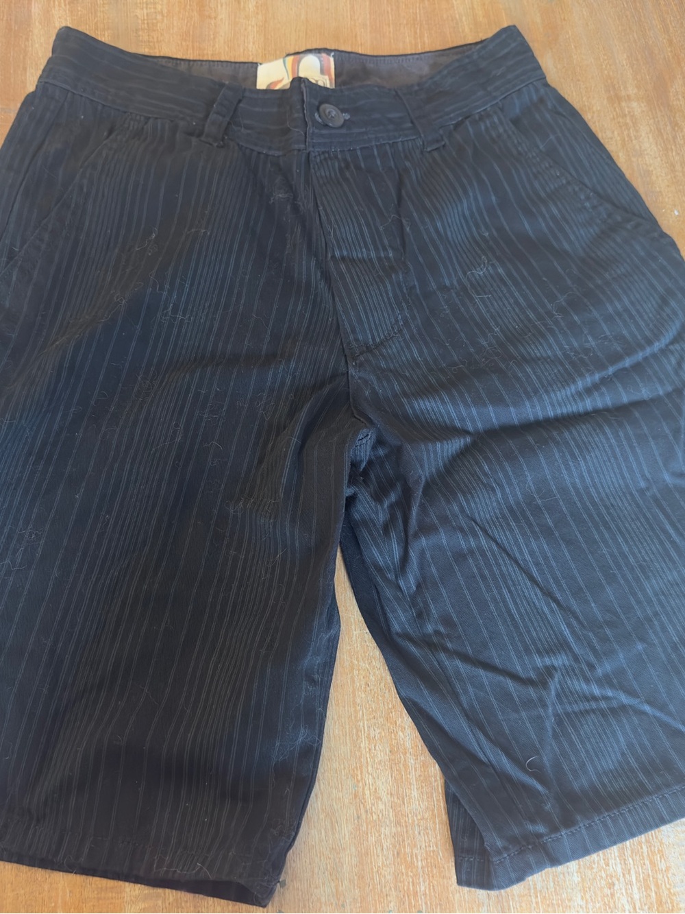 Vintage Ocean Pacific OP Men's Shorts Chinos Skater Black/Gray Pinstripe Size 30